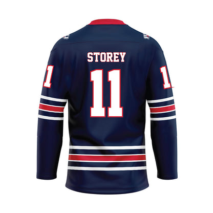 Robert Morris - NCAA Women's Ice Hockey : Taylor Storey - Navy Hockey Jersey-2