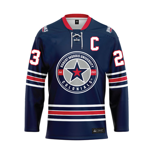 Robert Morris - NCAA Women's Ice Hockey : Ellie Marcovsky - Navy Hockey Jersey-0
