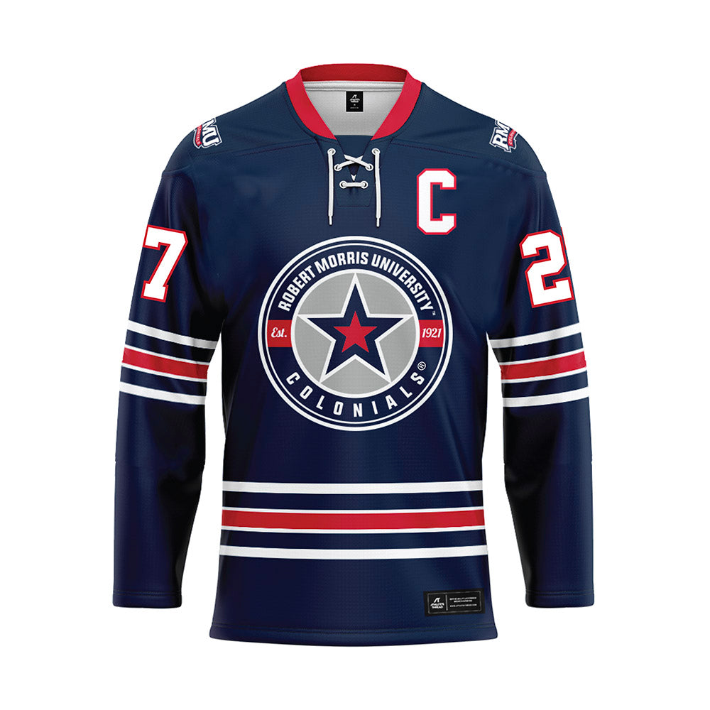 Robert Morris - NCAA Women's Ice Hockey : Mya Kearns - Navy Hockey Jersey-0