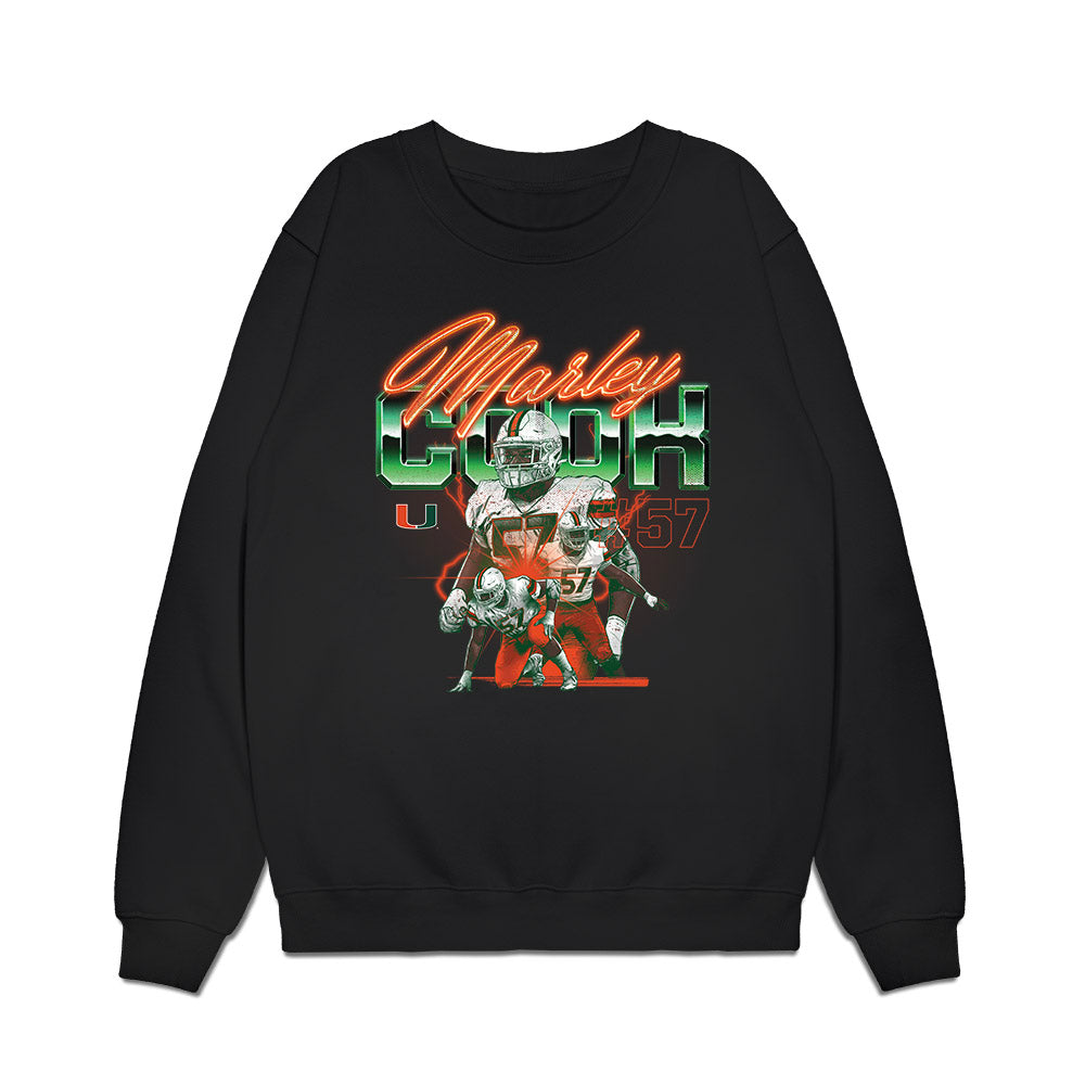 Miami - NCAA Football : Marley Cook - Illustration Premium Crewneck Sweatshirt-0