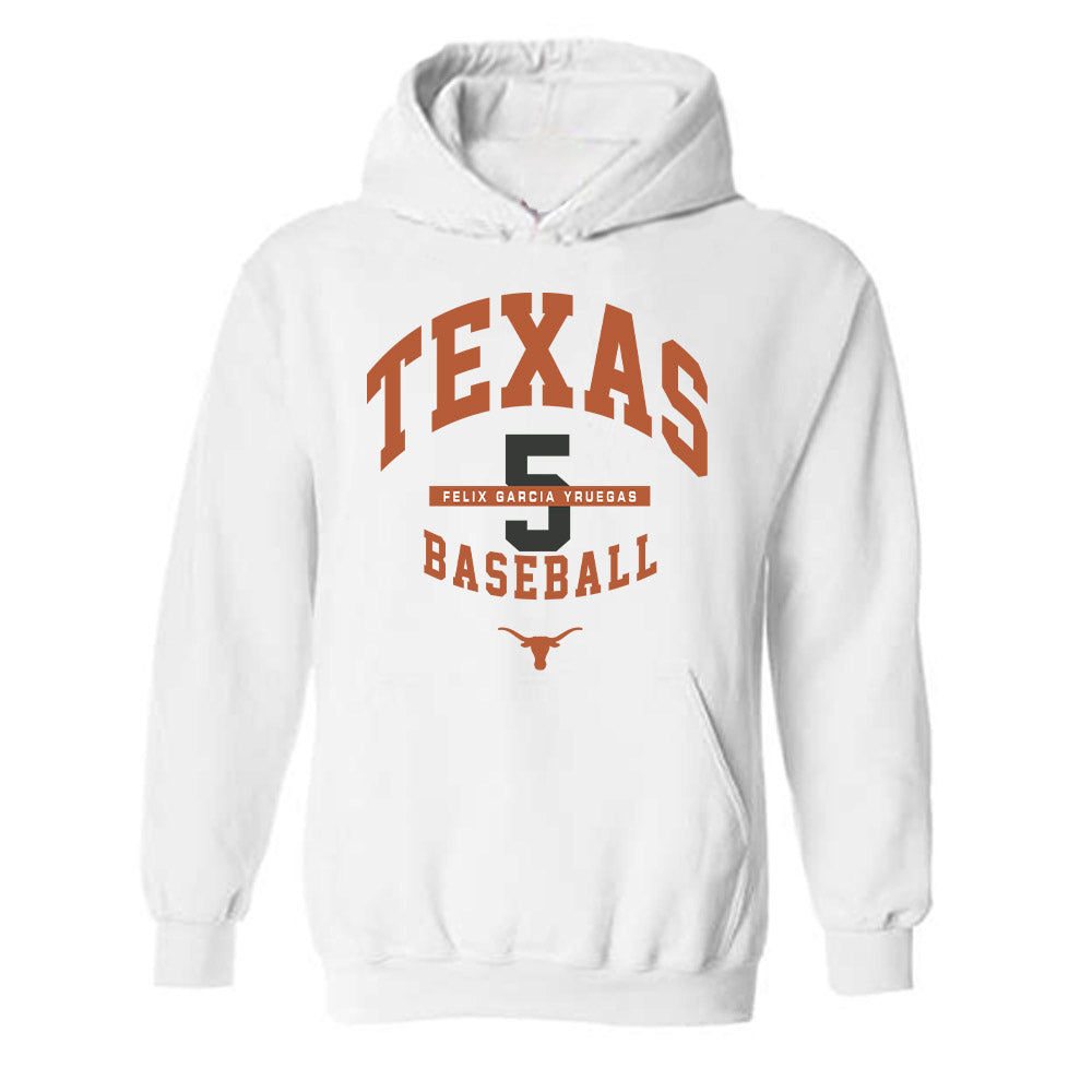 Texas - NCAA Baseball : Felix Garcia Yruegas - Classic Fashion Shersey Hooded Sweatshirt-0