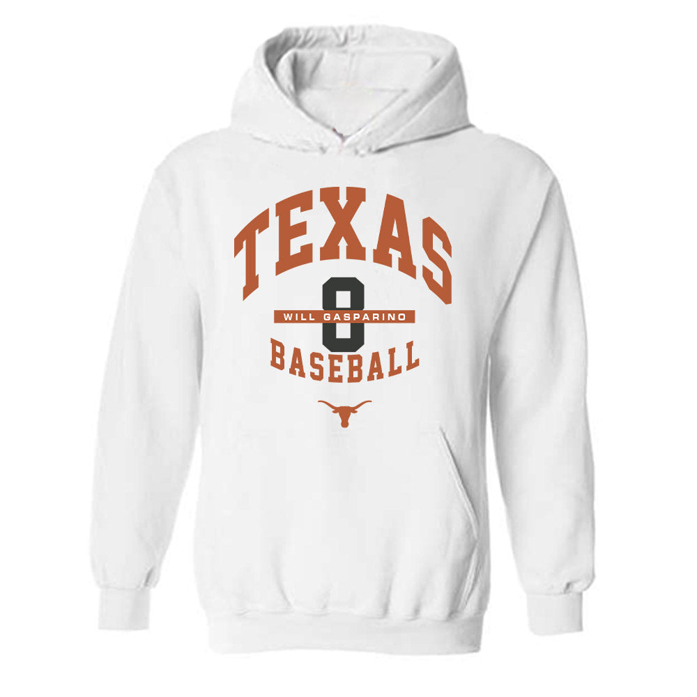 Texas - NCAA Baseball : Will Gasparino - Classic Fashion Shersey Hooded Sweatshirt-0