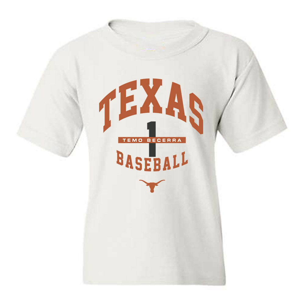 Texas - NCAA Baseball : Temo Becerra - Classic Fashion Shersey Youth T-Shirt-0