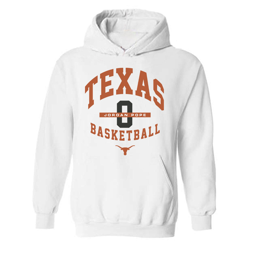 Texas - NCAA Men's Basketball : Jordan Pope - Classic Fashion Shersey Hooded Sweatshirt-0