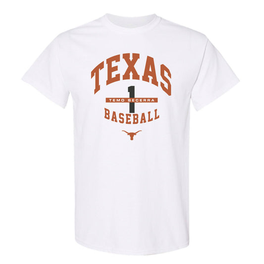 Texas - NCAA Baseball : Temo Becerra - Classic Fashion Shersey T-Shirt-0