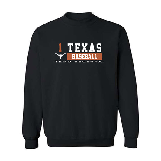 Texas - NCAA Baseball : Temo Becerra - Classic Fashion Shersey Crewneck Sweatshirt-0