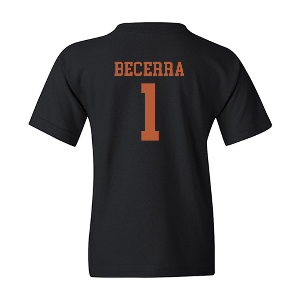Texas - NCAA Baseball : Temo Becerra - Classic Shersey Youth T-Shirt-1