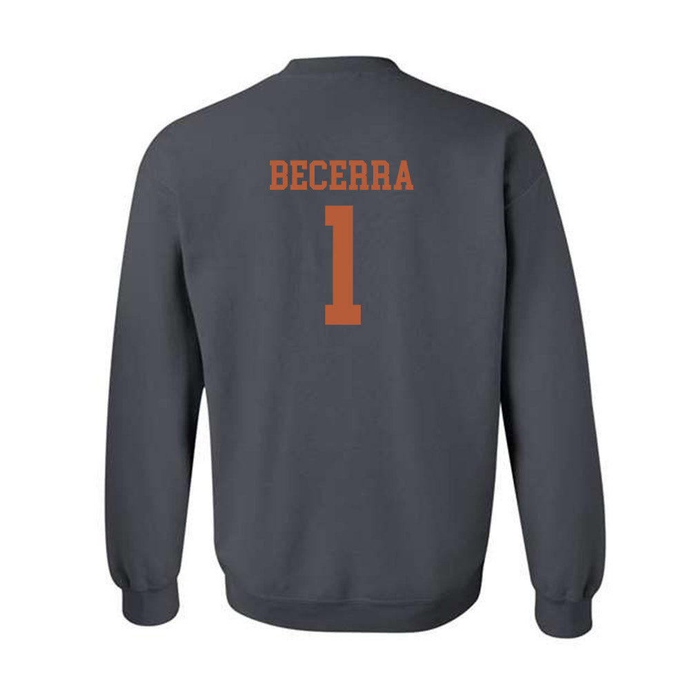 Texas - NCAA Baseball : Temo Becerra - Classic Shersey Crewneck Sweatshirt-1