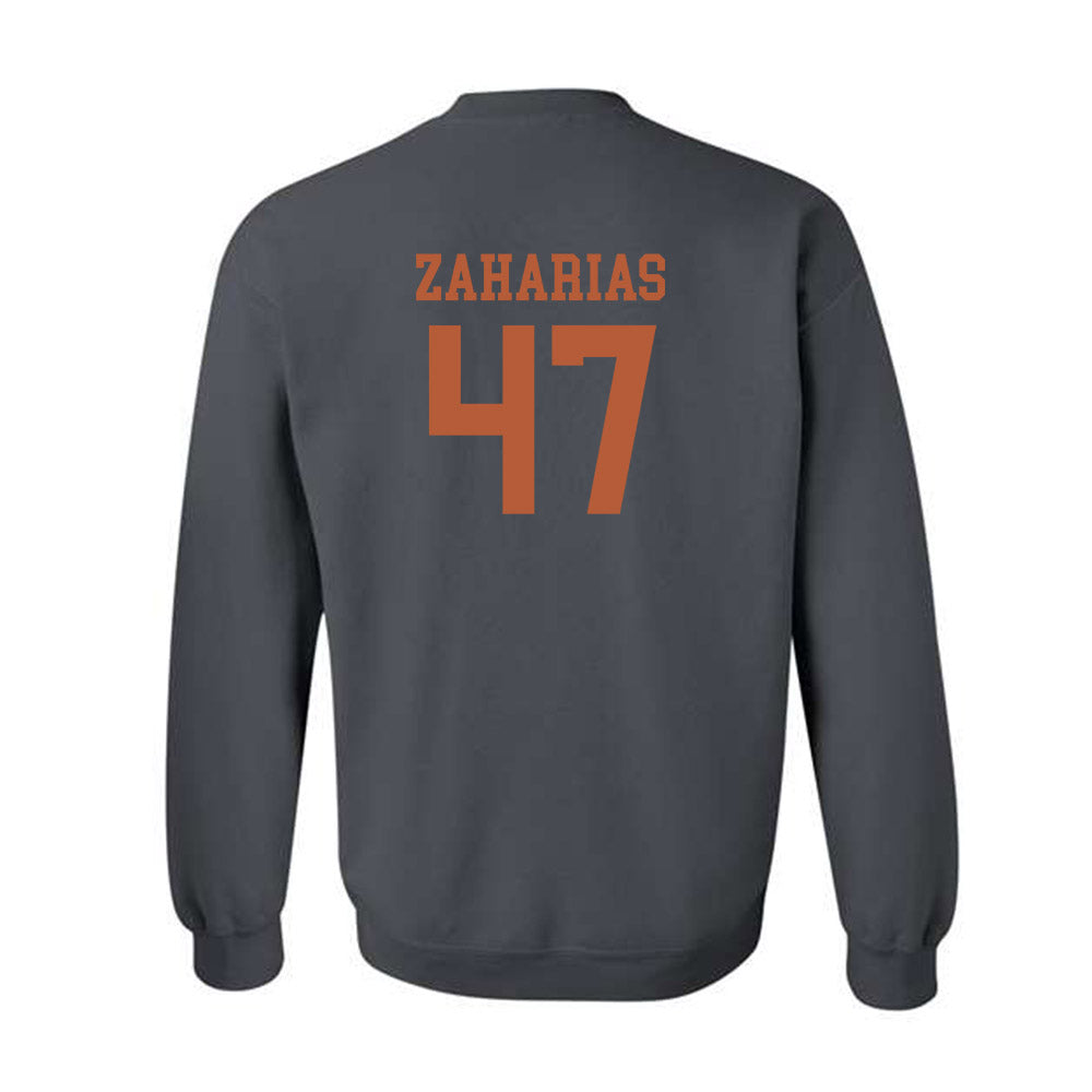 Texas - NCAA Baseball : George Zaharias - Classic Shersey Crewneck Sweatshirt-1