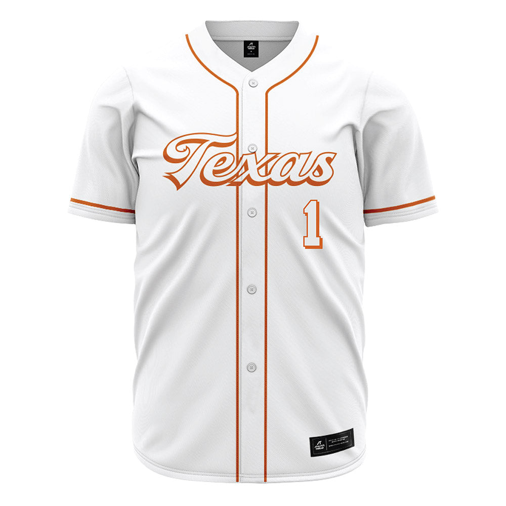 Texas - NCAA Baseball : Jalin Flores - Baseball Jersey