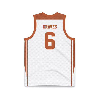 Texas - NCAA Women's Basketball : Sarah Graves - White Basketball Jersey-1