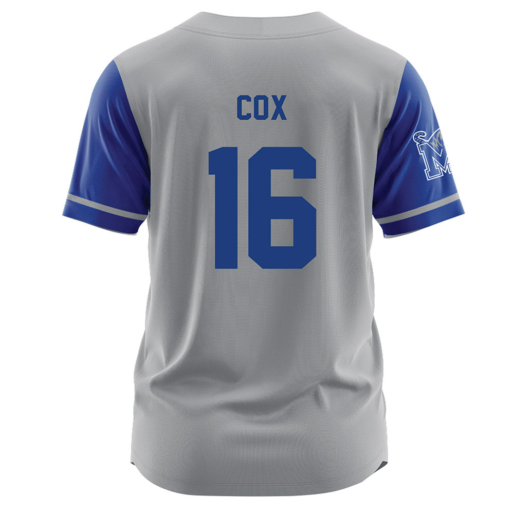 Memphis - NCAA Baseball : Seth Cox - Grey Jersey-1