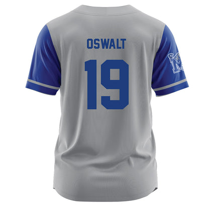 Memphis - NCAA Baseball : Davis Oswalt - Grey Jersey-1