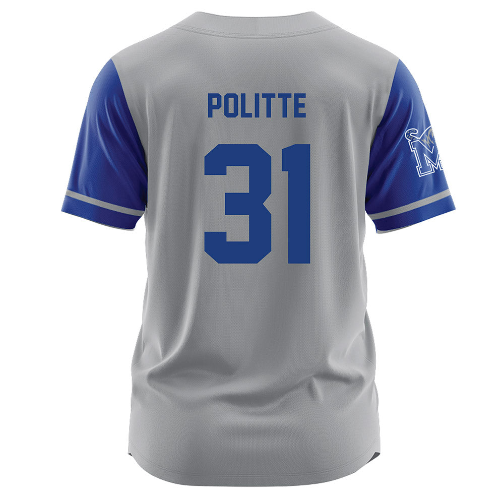 Memphis - NCAA Baseball : Michael Politte - Grey Jersey-1