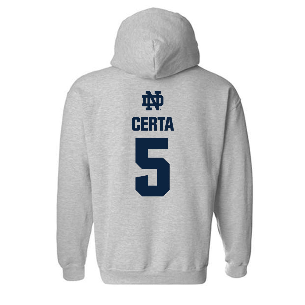 Notre Dame - NCAA Men's Basketball : Cole Certa - Classic Fashion Shersey Hooded Sweatshirt-1