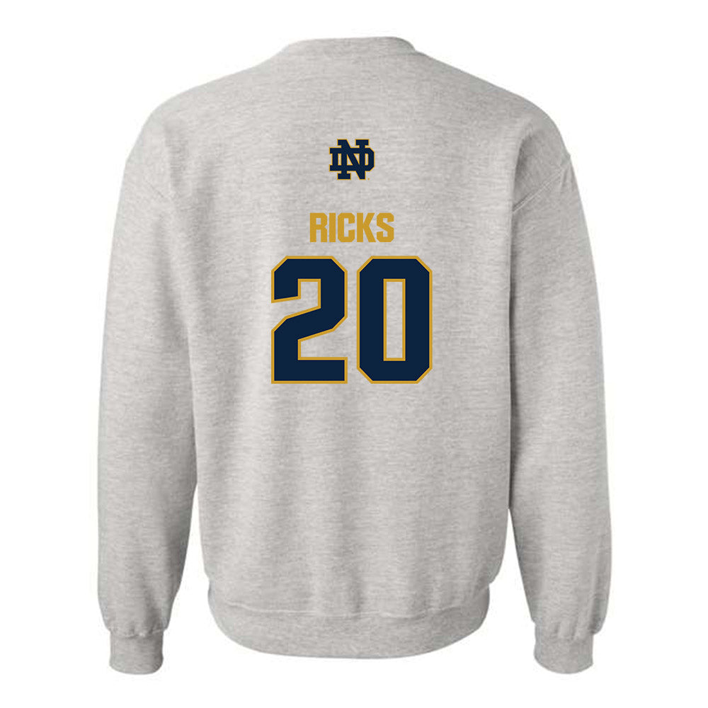 Notre Dame - NCAA Baseball : Caleb Ricks - Classic Fashion Shersey Crewneck Sweatshirt-1