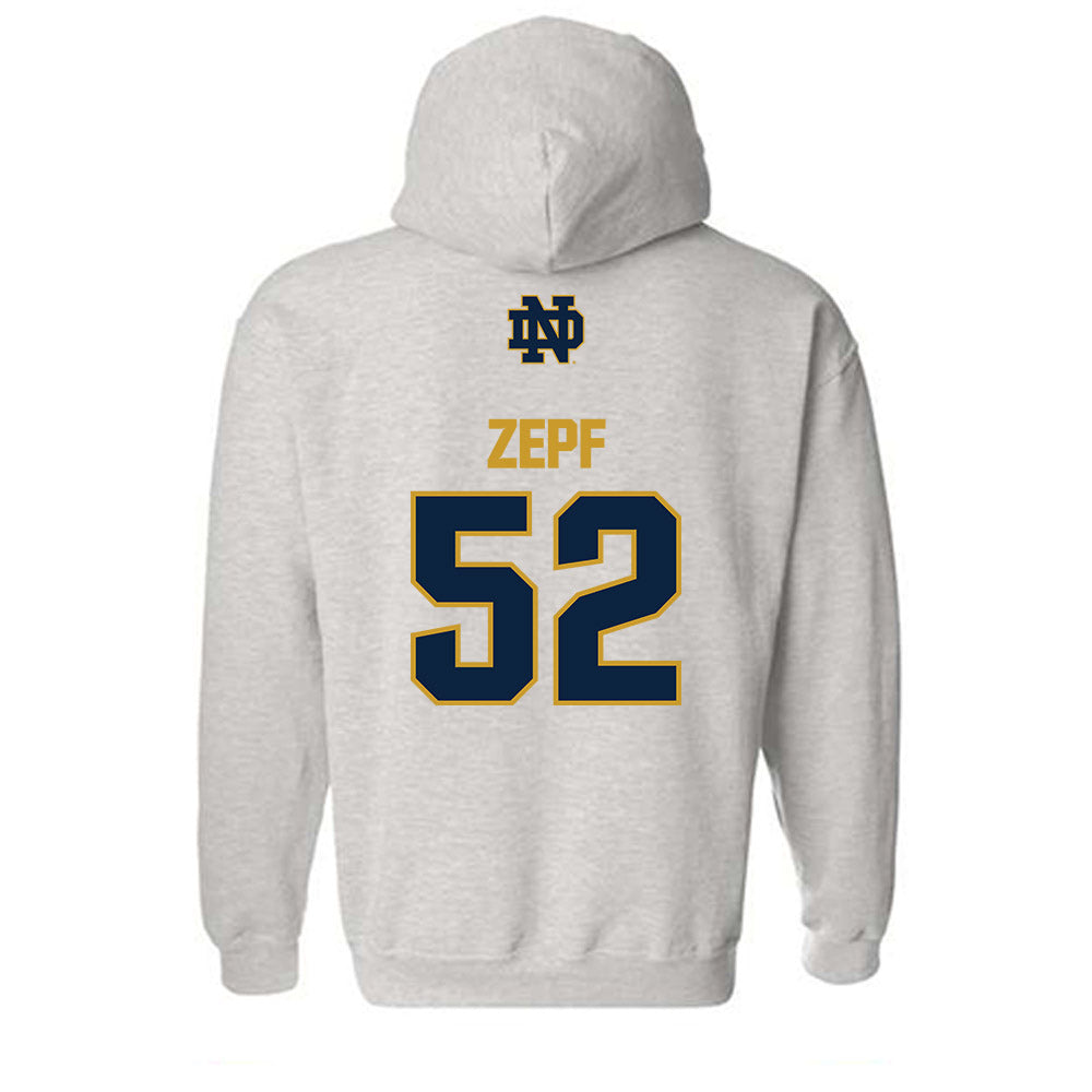 Notre Dame - NCAA Men's Lacrosse : Alex Zepf - Classic Fashion Shersey Hooded Sweatshirt-1