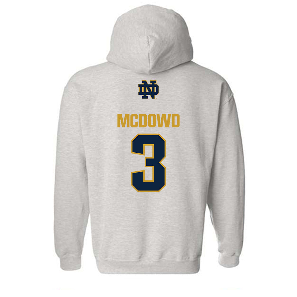 Notre Dame - NCAA Men's Soccer : Sean McDowd - Classic Fashion Shersey Hooded Sweatshirt-1