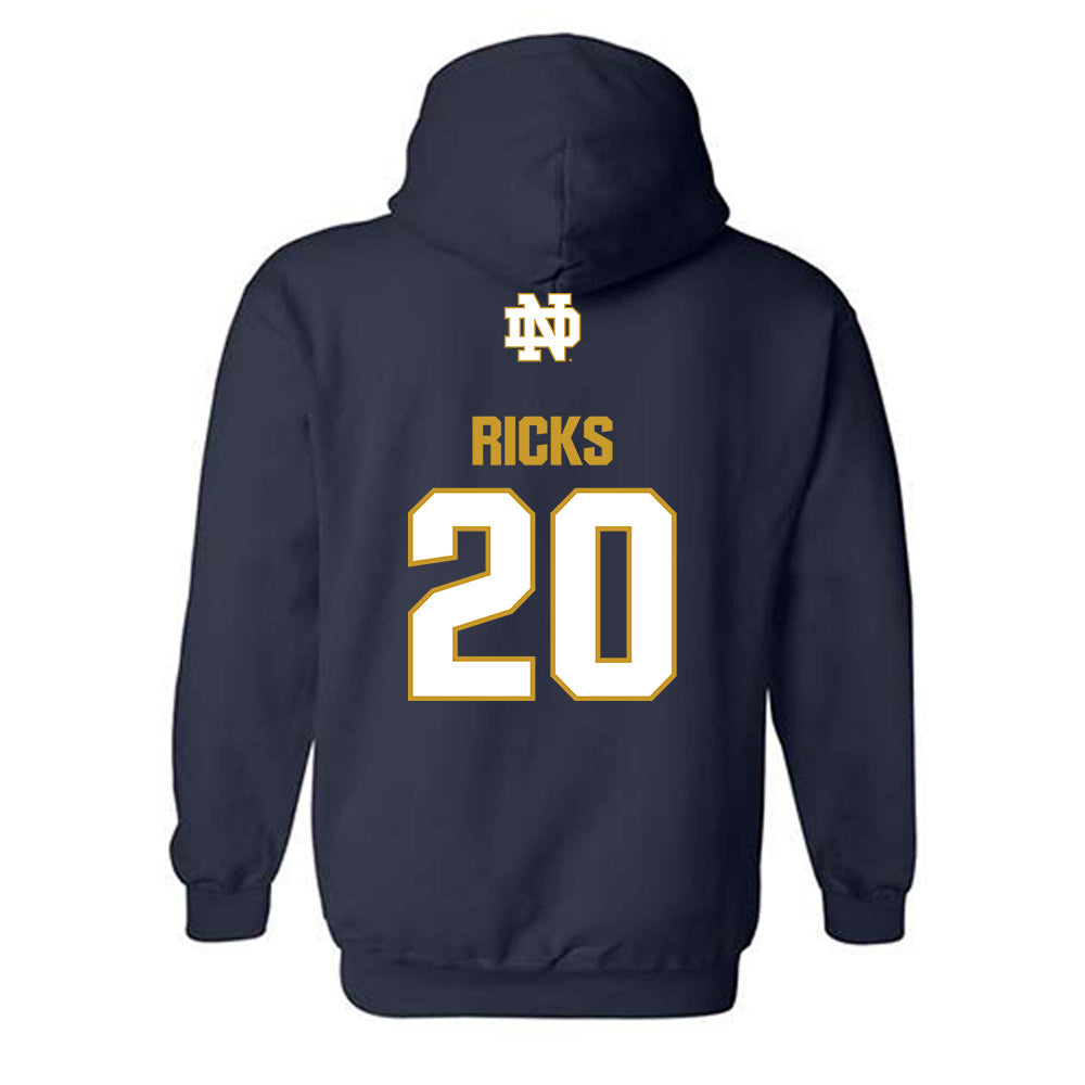 Notre Dame - NCAA Baseball : Caleb Ricks - Classic Fashion Shersey Hooded Sweatshirt-1