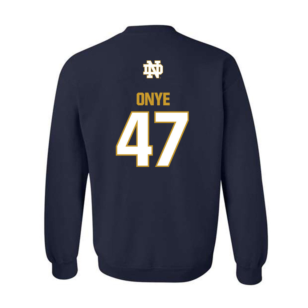 Notre Dame - NCAA Football : Jason Onye - Classic Fashion Shersey Crewneck Sweatshirt-1