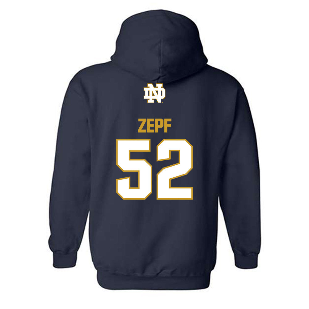 Notre Dame - NCAA Men's Lacrosse : Alex Zepf - Classic Fashion Shersey Hooded Sweatshirt-1