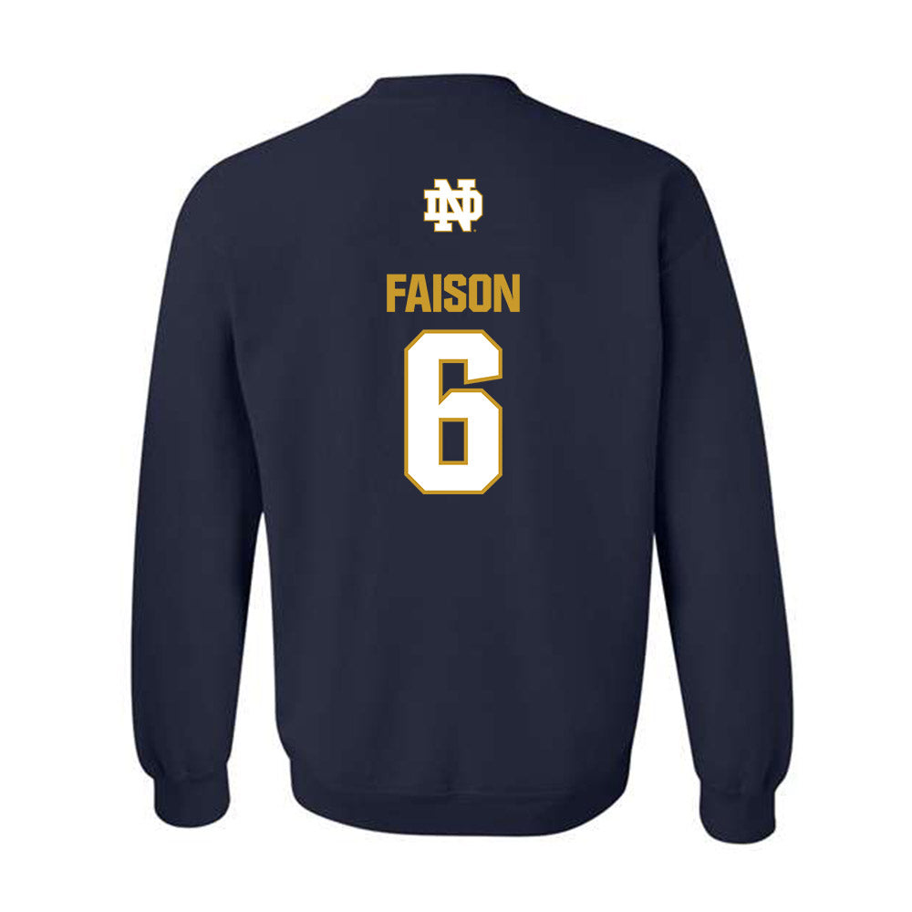 Notre Dame - NCAA Football : Jordan Faison - Classic Fashion Shersey Crewneck Sweatshirt-1