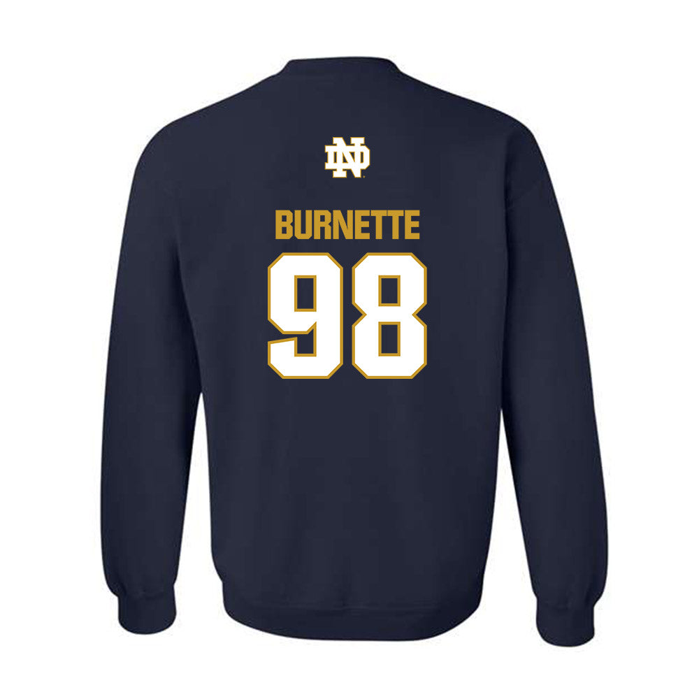 Notre Dame - NCAA Football : Noah Burnette - Classic Fashion Shersey Crewneck Sweatshirt-1