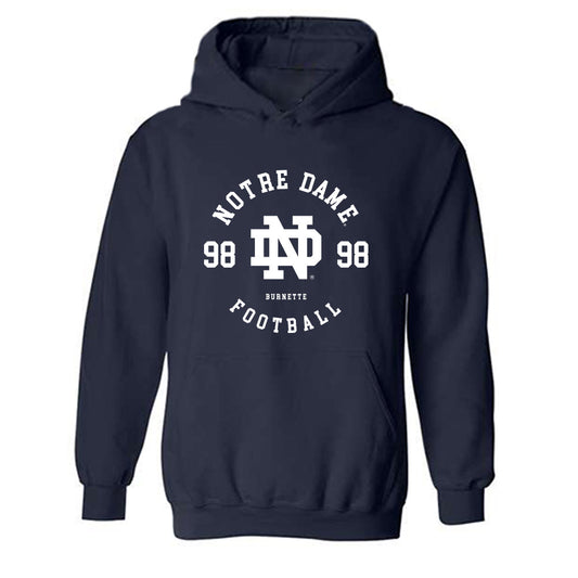 Notre Dame - NCAA Football : Noah Burnette - Classic Fashion Shersey Hooded Sweatshirt-0