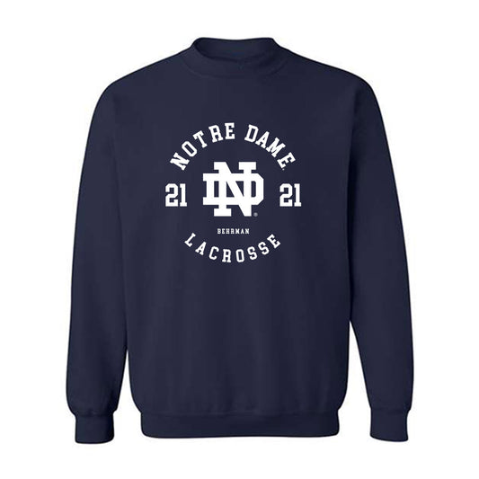 Notre Dame - NCAA Men's Lacrosse : Brock Behrman - Classic Fashion Shersey Crewneck Sweatshirt