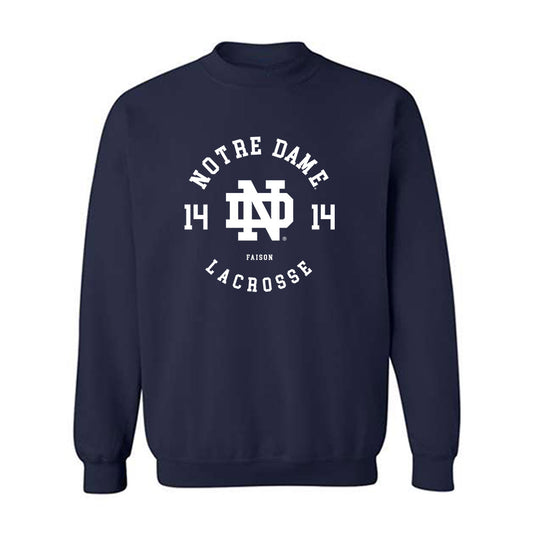 Notre Dame - NCAA Men's Lacrosse : Jordan Faison - Classic Fashion Shersey Crewneck Sweatshirt-0