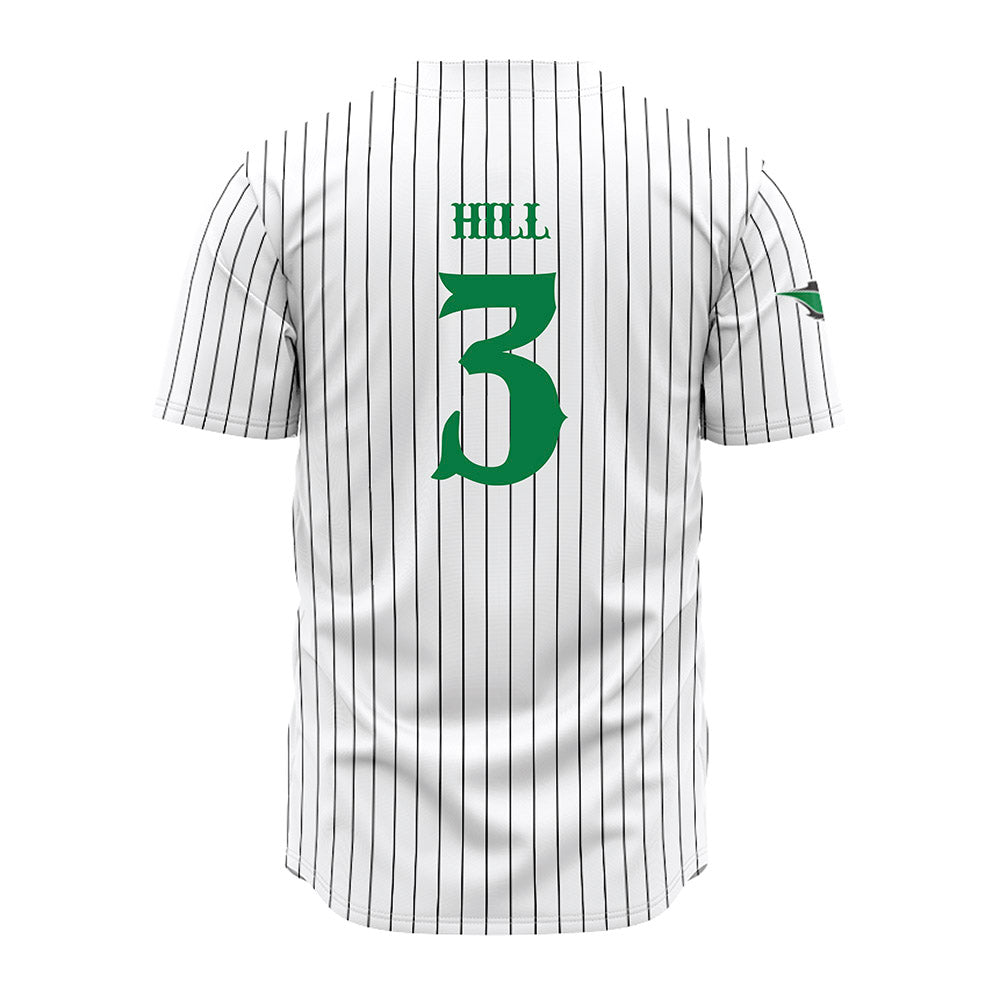 OKBU - NCAA Baseball : Isaac Hill - White Pinstripe Jersey-1