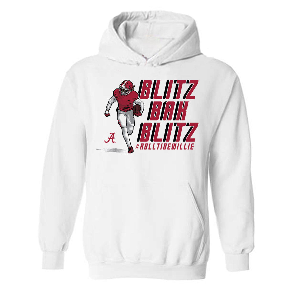 Alabama - NCAA Football :  Jaylen Mbwake  x Roll Tide Willie -  Hooded Sweatshirt Individual Caricature