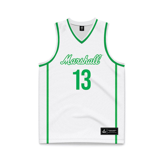 Marshall - NCAA Women's Basketball : Leyocha Somone Marigney - White Basketball Jersey