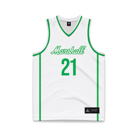 Marshall - NCAA Women's Basketball : Emari Doby - White Basketball Jersey-0