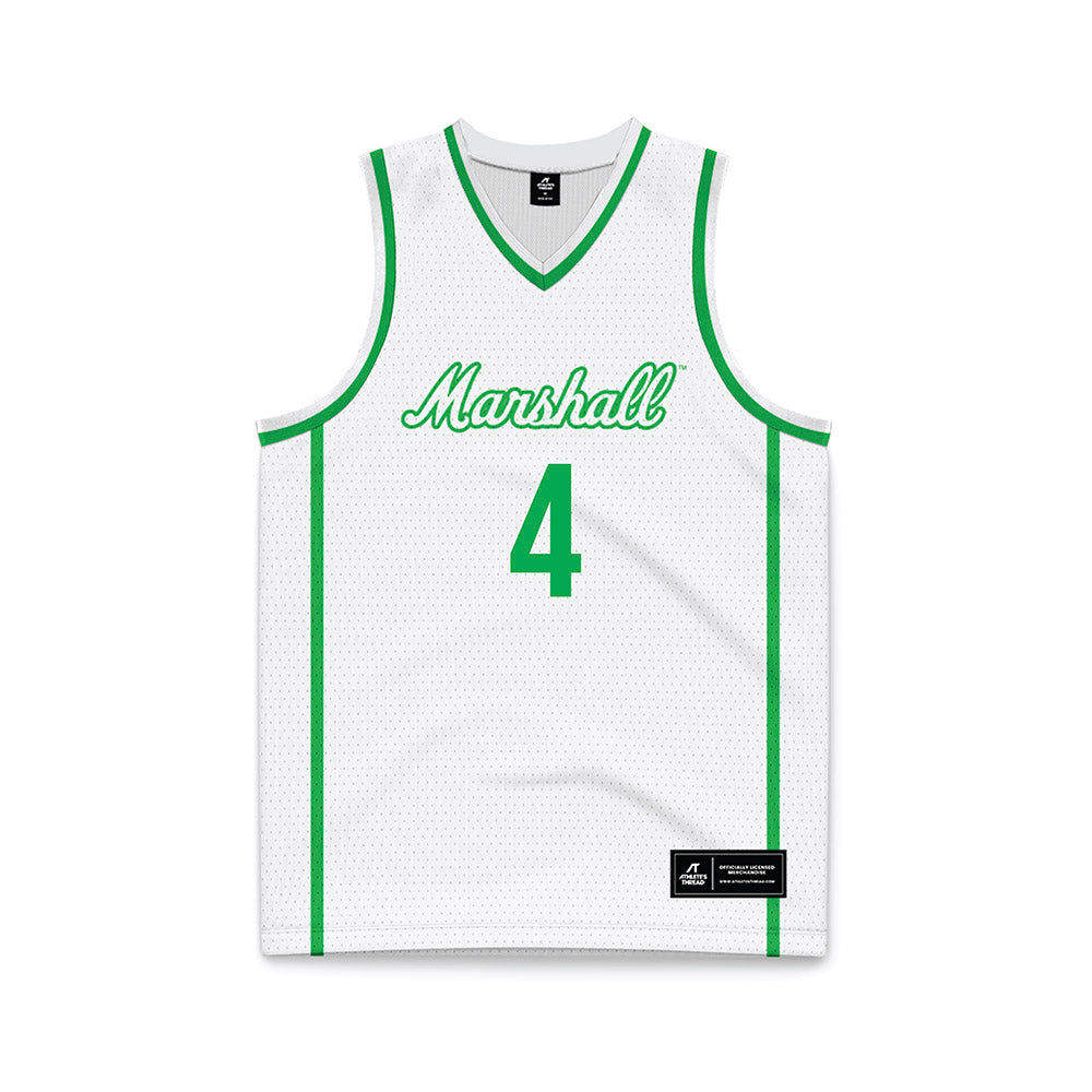 Marshall - NCAA Women's Basketball : Zenthia Stowers - White Basketball Jersey-0