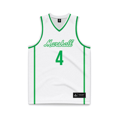 Marshall - NCAA Women's Basketball : Zenthia Stowers - White Basketball Jersey-0