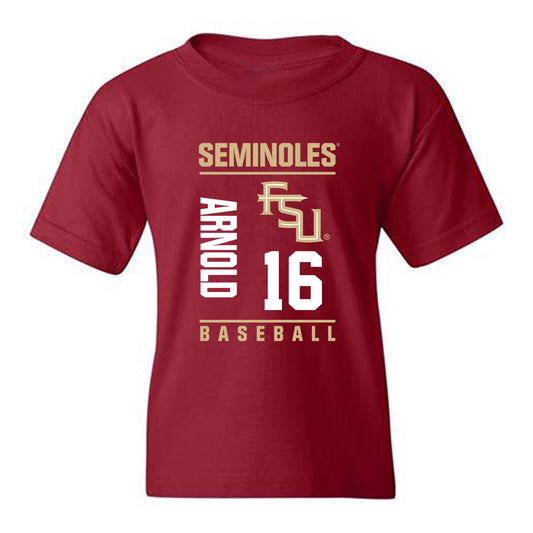 FSU - NCAA Baseball : Jamie Arnold - Fashion Shersey Youth T-Shirt-0