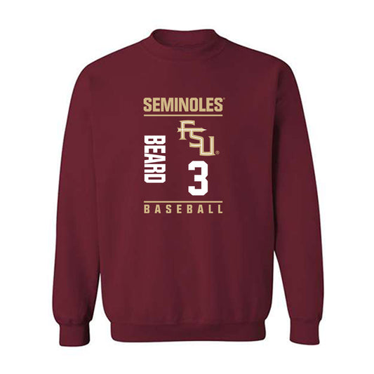 FSU - NCAA Baseball : Trey Beard - Fashion Shersey Crewneck Sweatshirt-0