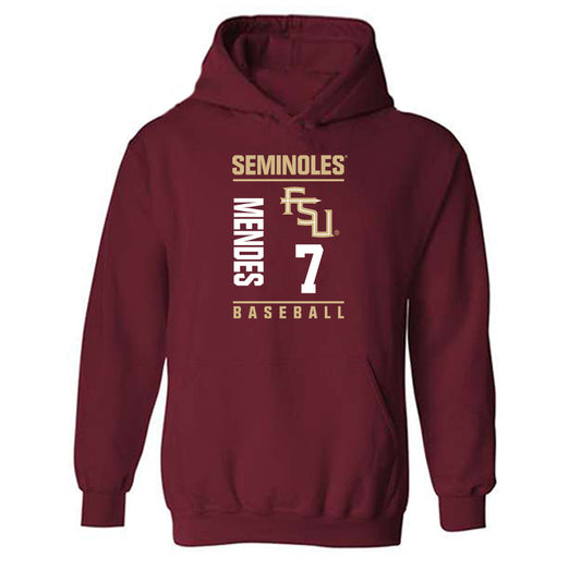 FSU - NCAA Baseball : Wes Mendes - Fashion Shersey Hooded Sweatshirt-0