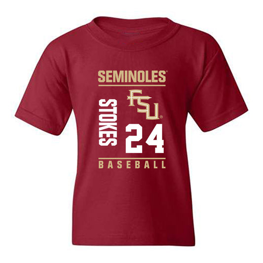 FSU - NCAA Baseball : Cole Stokes - Fashion Shersey Youth T-Shirt-0