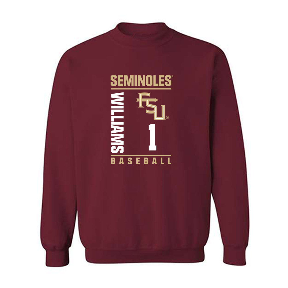 FSU - NCAA Baseball : Chase Williams - Fashion Shersey Crewneck Sweatshirt-0