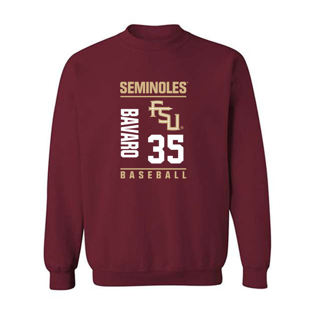 FSU - NCAA Baseball : Will Bavaro - Fashion Shersey Crewneck Sweatshirt-0