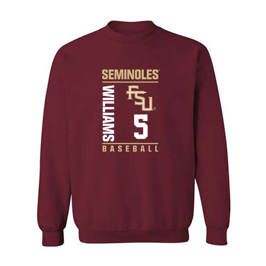 FSU - NCAA Baseball : Chase Williams - Fashion Shersey Crewneck Sweatshirt-0