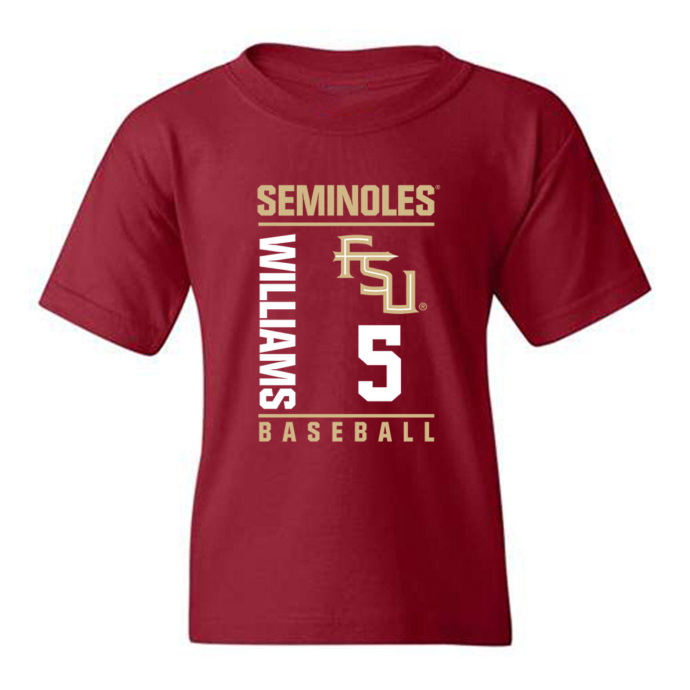 FSU - NCAA Baseball : Chase Williams - Fashion Shersey Youth T-Shirt-0