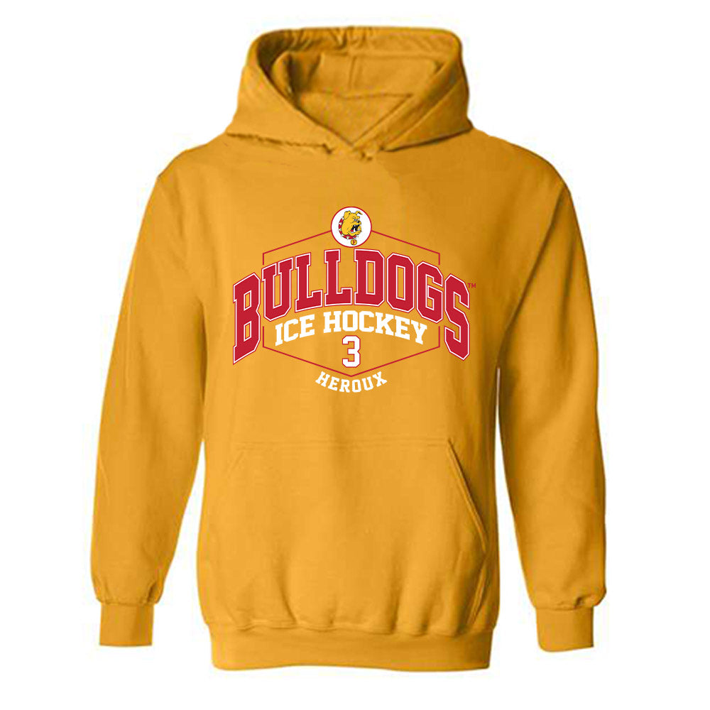 Ferris State - NCAA Men's Ice Hockey : Logan Heroux - Classic Fashion Shersey Hooded Sweatshirt