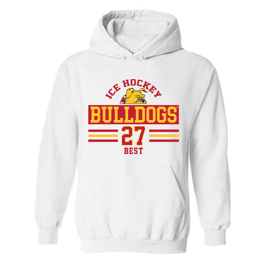 Ferris State - NCAA Men's Ice Hockey : Gavin Best - Classic Fashion Shersey Hooded Sweatshirt-0
