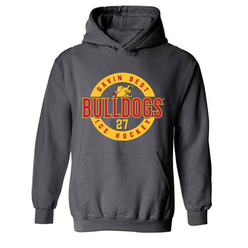 Ferris State - NCAA Men's Ice Hockey : Gavin Best - Classic Fashion Shersey Hooded Sweatshirt-0