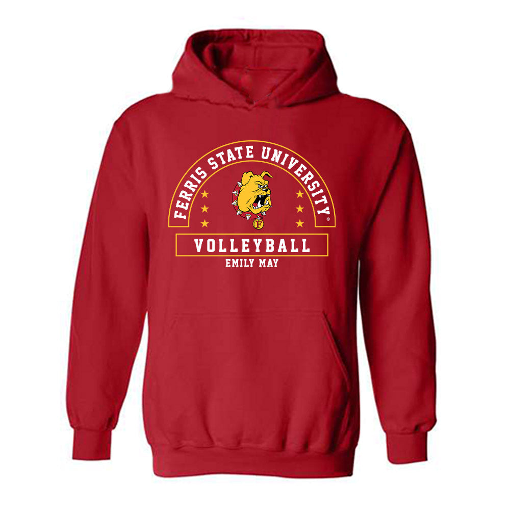 Ferris State - NCAA Women's Volleyball : Emily May - Classic Fashion Shersey Hooded Sweatshirt-0