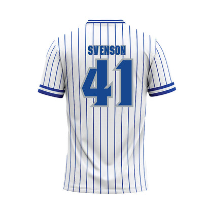 Seton Hall - NCAA Baseball : Steven Svenson - White Pinstripe Baseball Jersey-1