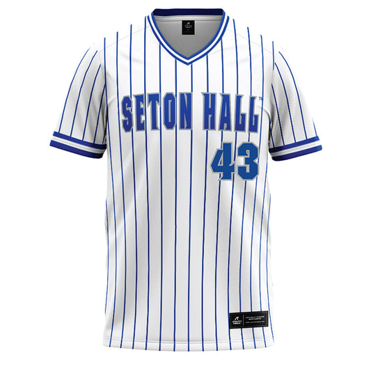 Seton Hall - NCAA Baseball : Aiden Robbins - White Pinstripe Baseball Jersey